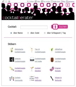 Startseite auf cocktailberater.de